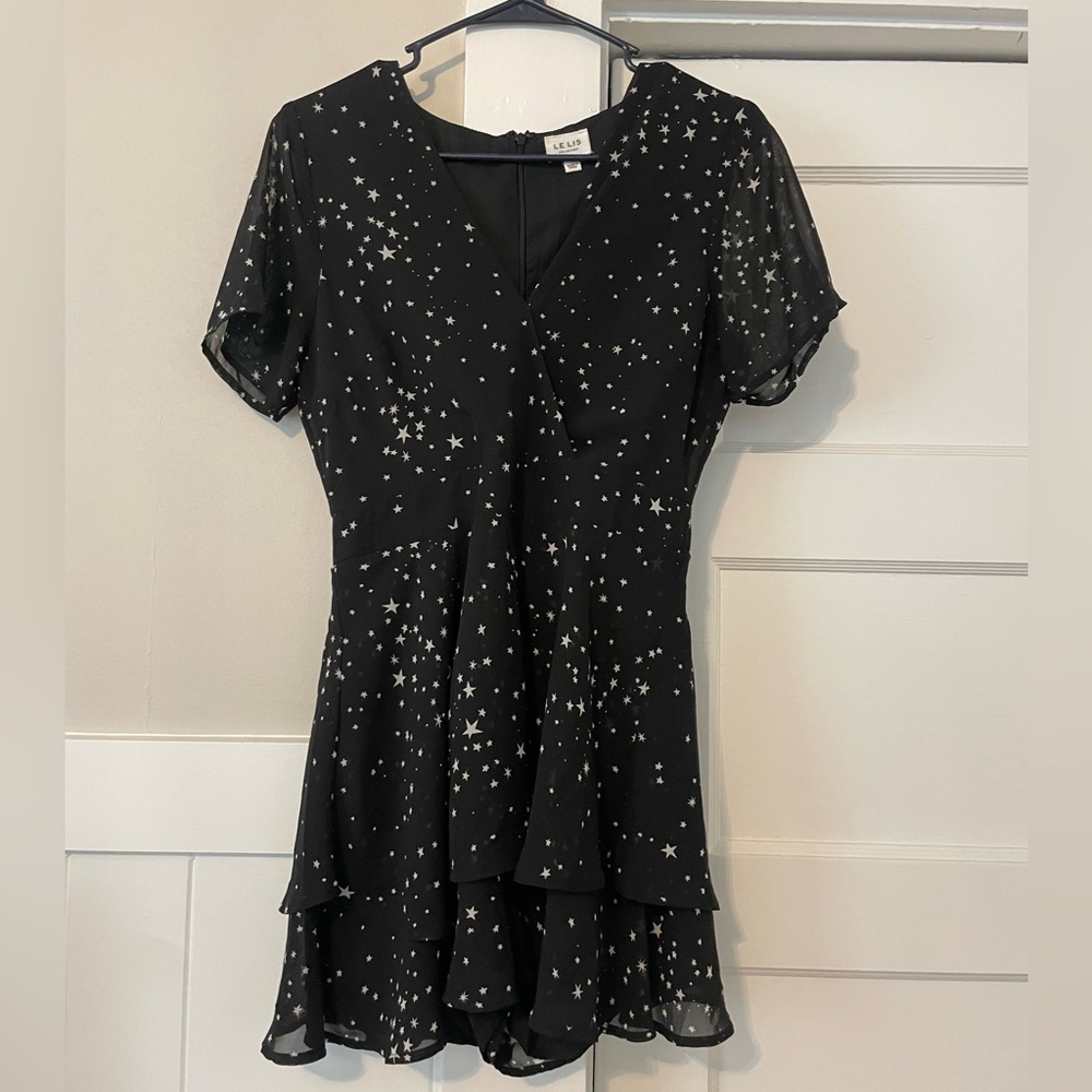 Le Lis Black Star Print Jumpsuit